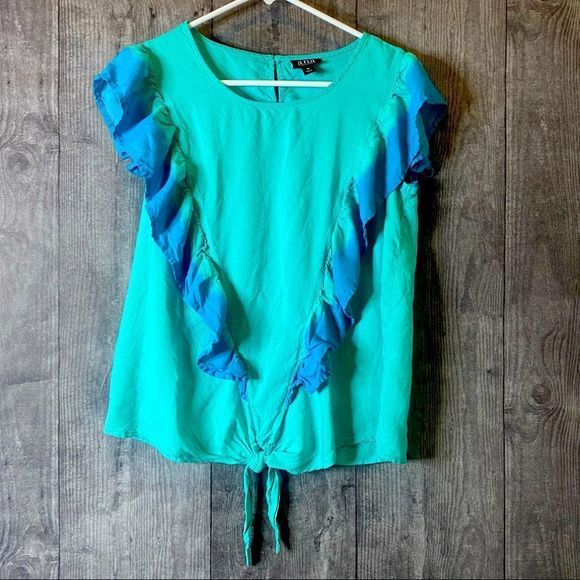 a.n.a | Tops | Ana Short Blue Sleeved Wruffle Top | Poshmark
